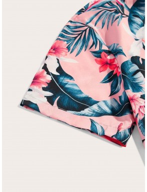 Men Tropical & Floral Print Hawaiian Shirt