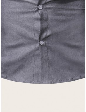 Men Cut And Sew Patched Pocket Shirt