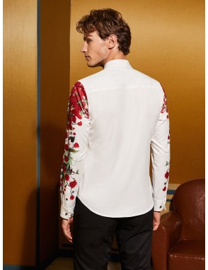 Men Floral Print Button Front Shirt