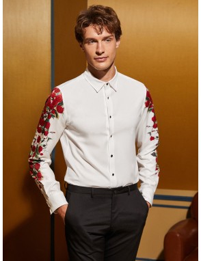 Men Floral Print Button Front Shirt