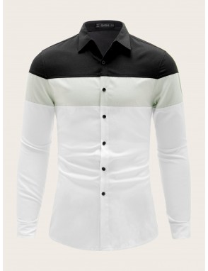 Men Cut-and-sew Long Sleeve Shirt