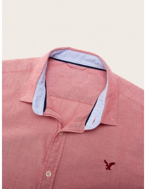 Men Eagle Embroidery Button Through Shirt