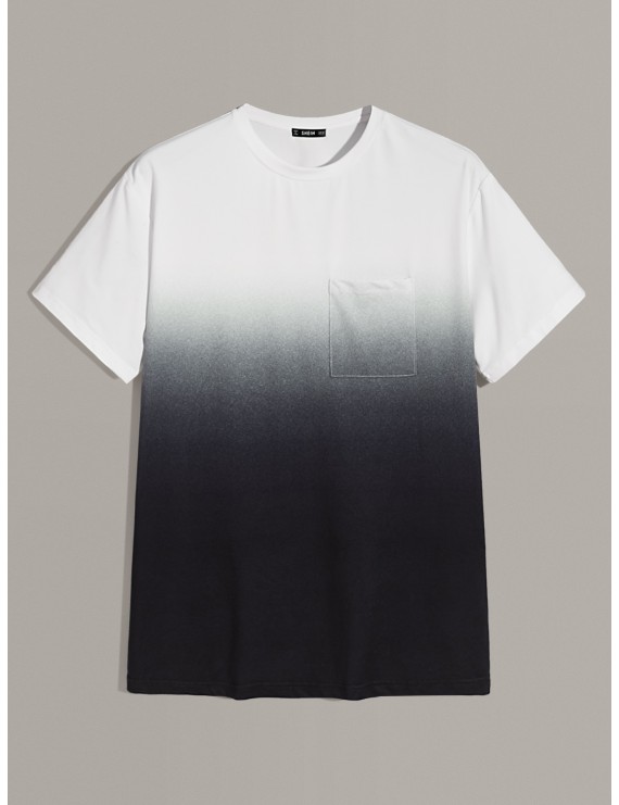 Men Pocket Patched Ombre Tee