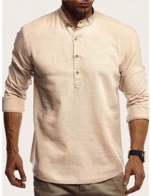 Men Solid Button Front Polo Shirt