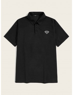 Men Diamond Print Polo Shirt