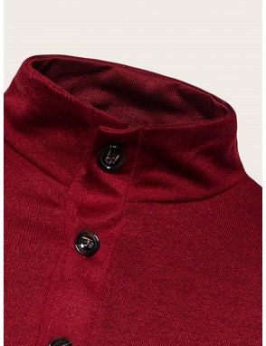Men Cut And Sew Half Button Polo Shirt