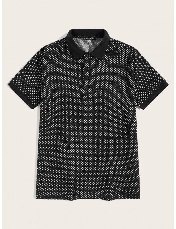 Men Dot Print Polo Shirt
