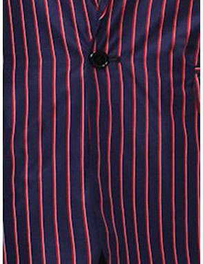 Men Lapel Collar Single Button Vertical-striped Blazer
