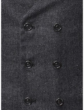 Men Herringbone Pattern Double Breasted Waistcoat