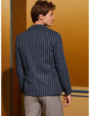 Men Pocket Front Striped Blazer