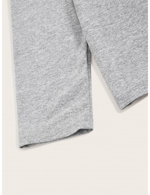 Men Letter Graphic Tee & Pants PJ Sets