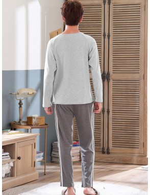 Men Letter Graphic Raglan Sleeve Pajama Set