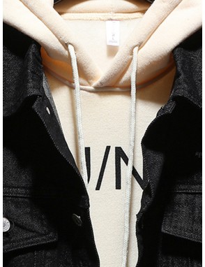Men Slogan Embroidery Flap Pockets Denim Jacket