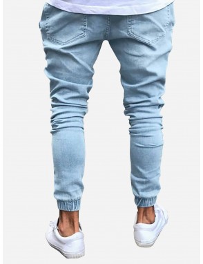 Men Ruched Detail Solid Jeans