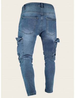 Men Pocket Side Skinny Jeans