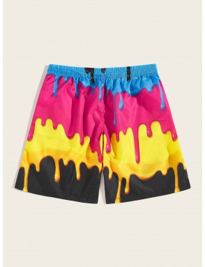 Men Colorful Drawstring Waist Bermuda Shorts
