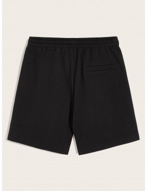 Men Drawstring Elastic Waist Side Pocket Shorts