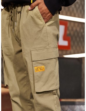 Men Pocket Side Drawstring Cargo Pants