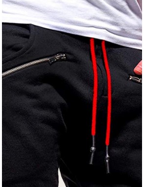 Men Side Tape Zip Drawstring Pants