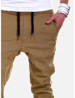 Men Solid Drawstring Pants