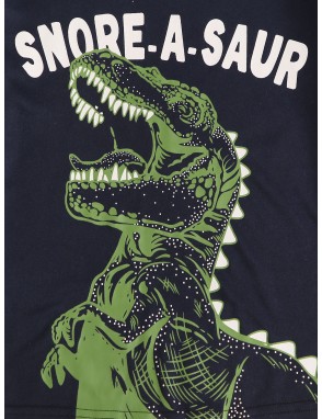 Boys Dinosaur & Letter Print Pajama Set