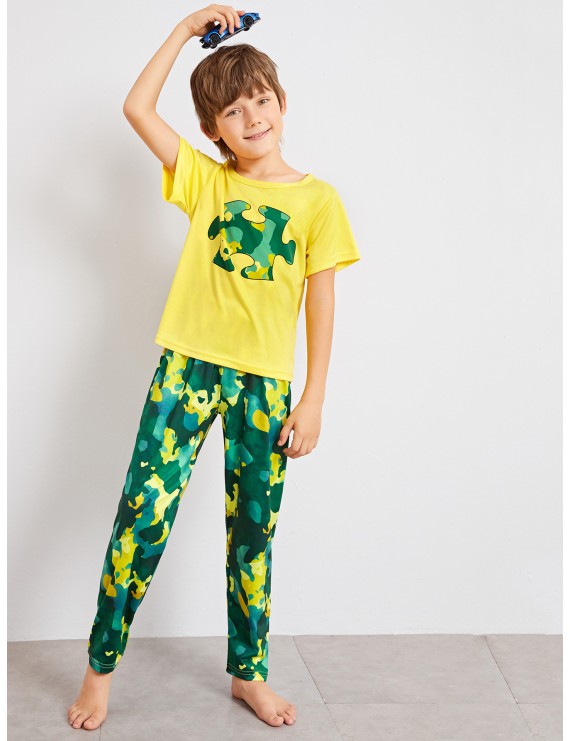 Boys Camo Print Pajama Set