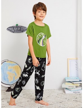 Boys Cartoon Print Pajama Set