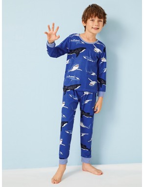 Boys Shark Print PJ Set