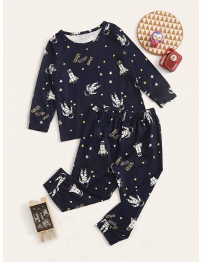 Toddler Boys Figure & Galaxy Print PJ Set