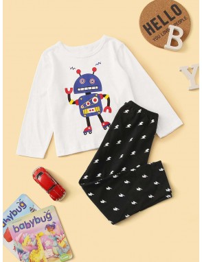 Toddler Boys Robot Print Pajama Set