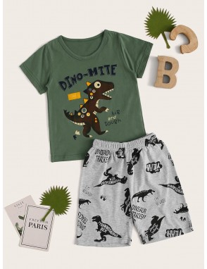 Toddler Boys Dinosaur Print Pajama Set
