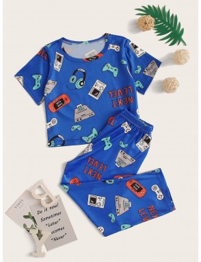 Toddler Boys Cartoon Print Pajama Set