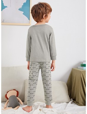 Toddler Boys Slogan And Eyelash Print Pajama Set