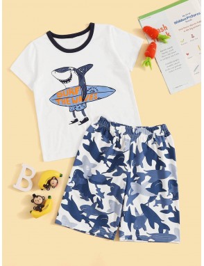 Toddler Boys Shark Print Pajama Set