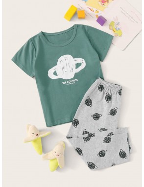 Toddler Boys Planet Print Pajama Set
