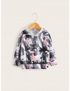 Toddler Boys Tie Dye Letter Graphic Hoodie