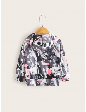 Toddler Boys Tie Dye Letter Graphic Hoodie