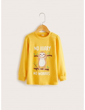 Toddler Boys Sloth And Letter Graphic Sweatshirt