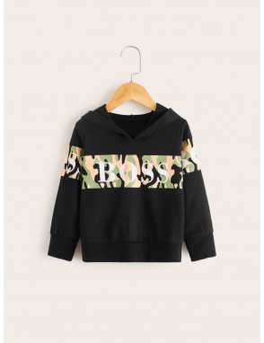 Toddler Boys Camo & Letter Graphic Hoodie