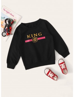 Toddler Boys Letter And Floral Print Sweatshirt