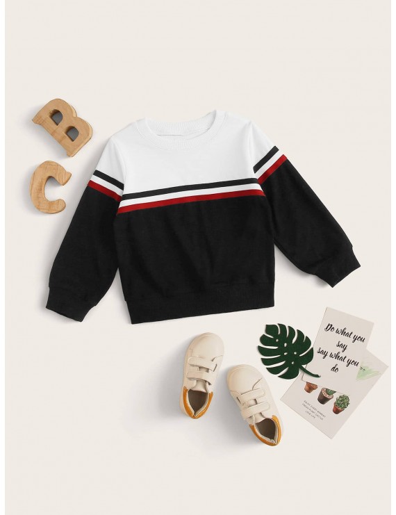 Toddler Boys Stripe Tape Color-block Sweatshirt