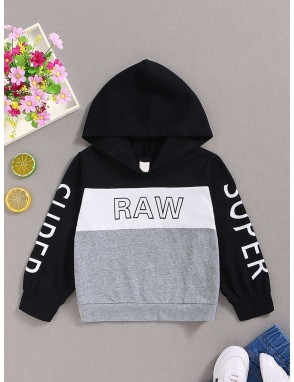 Toddler Boys Cut And Sew Letter Print Hoodie