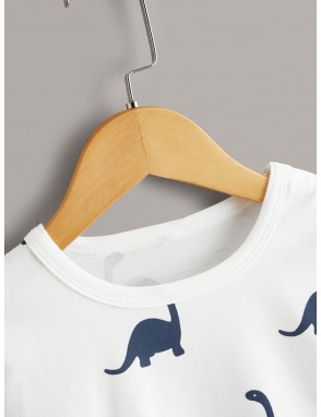 Toddler Boys Dinosaur Print Round Neck Sweatshirt