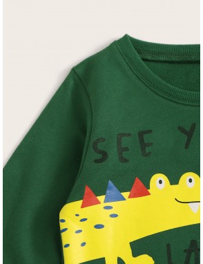 Toddler Boys Crocodile And Slogan Print Sweatshirt