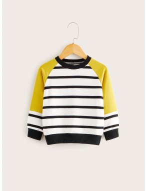 Toddler Boys Color-block Striped Baseball Sweatshirt