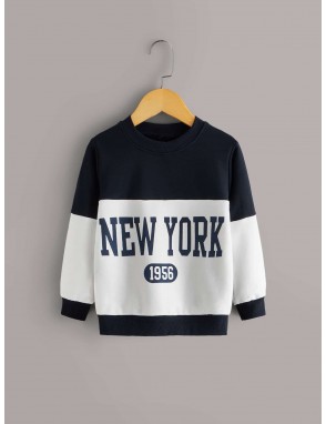 Toddler Boys Cut And Sew Letter Print Sweatshirt