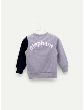Toddler Boys Elephant Pattern Letter Print Sweatshirt