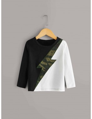 Toddler Boys Cut And Sew Camo Pattern Tee