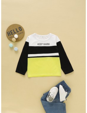 Toddler Boys Cut And Sew Letter Print Tee