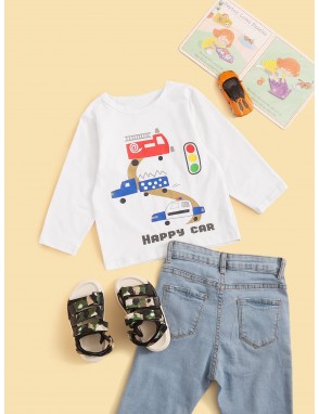 Toddler Boys Traffic And Letter Print Tee